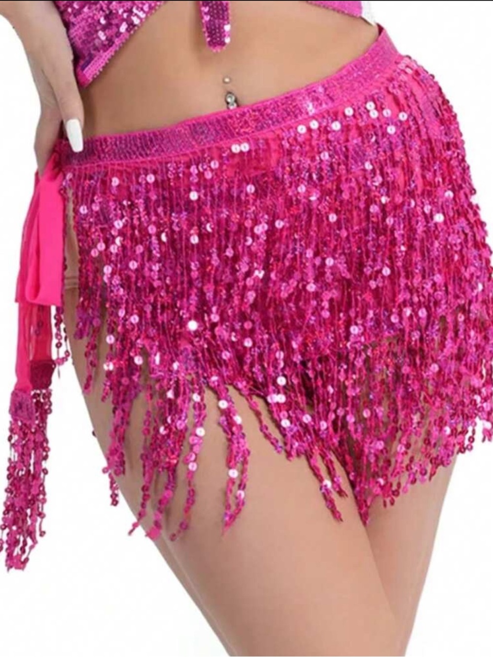 Pink holographic sequin wrap skirt